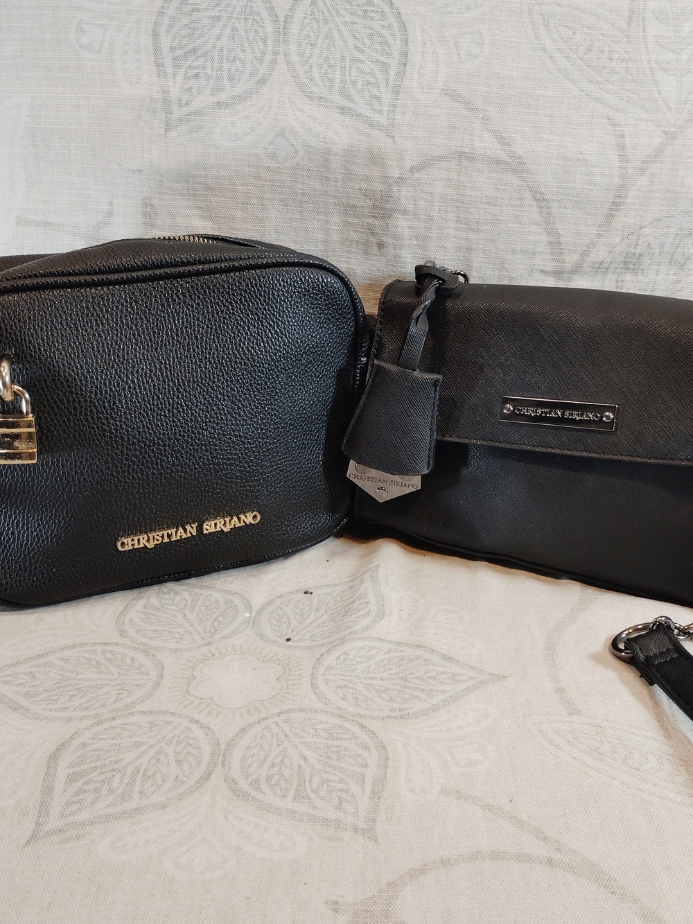 2 Christian Siriano Black Faux Leather Crossbody Bags 1w/ Chain Strap